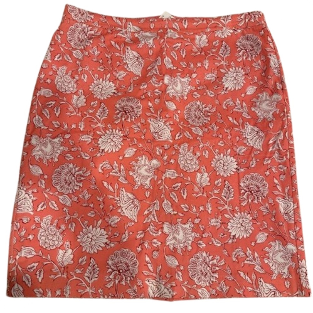 J Crew Coral Floral Print Skirt Size 14